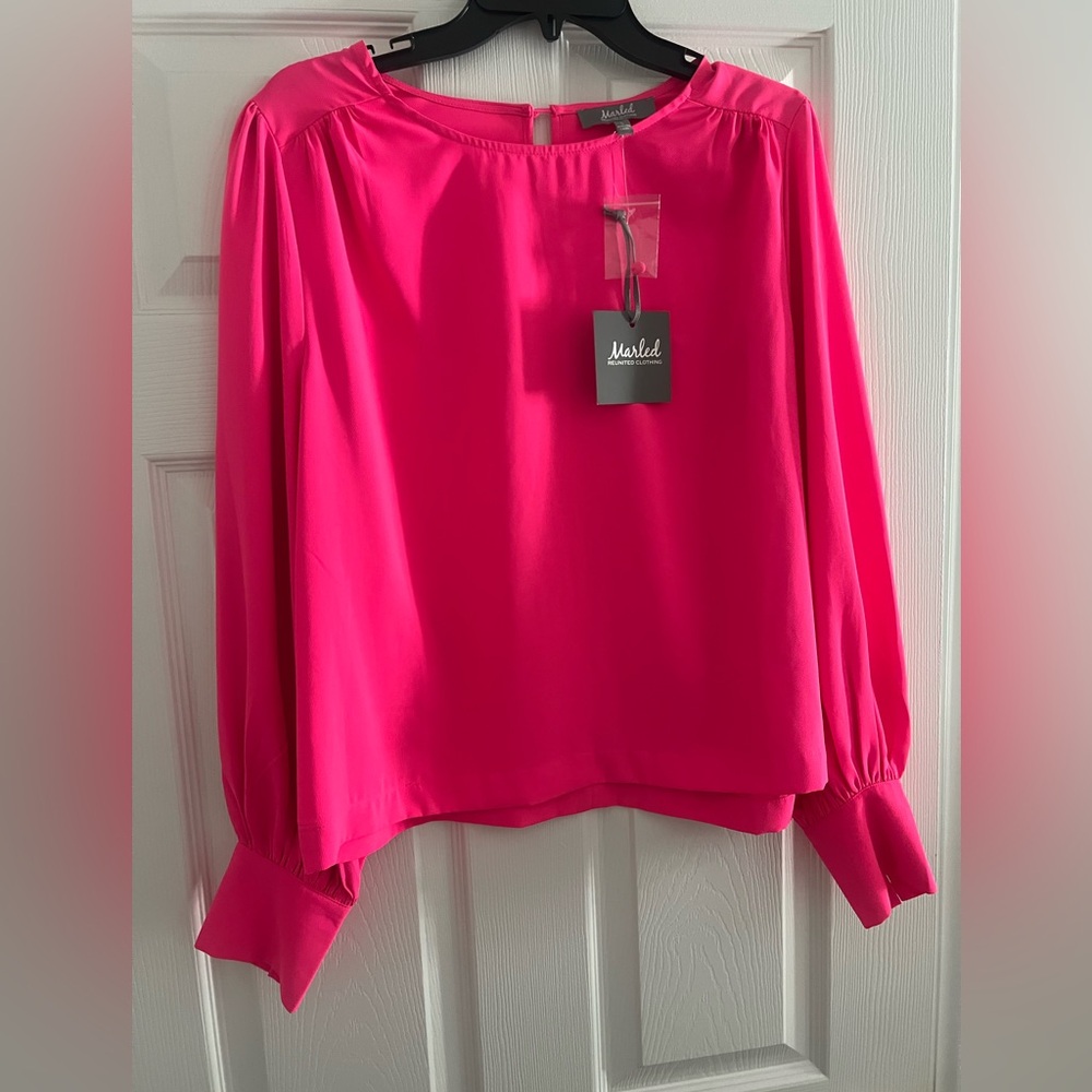 Marled Vibrant Pink Blouse